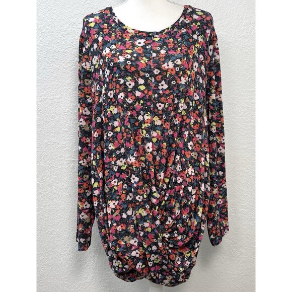 Lane Bryant Sweaters - LANE BRYANT Womens Plus 18/20 Neon Floral Gathered Waist Lightweight SWEATER EUC